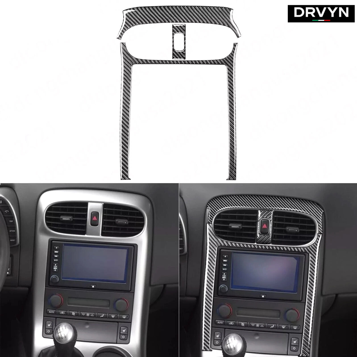 DRVYN 3Pcs Real Carbon Fiber Center Console Panel Frame Trim For Corvette C6 Z06 05-13 - photo 3 - Drvyn