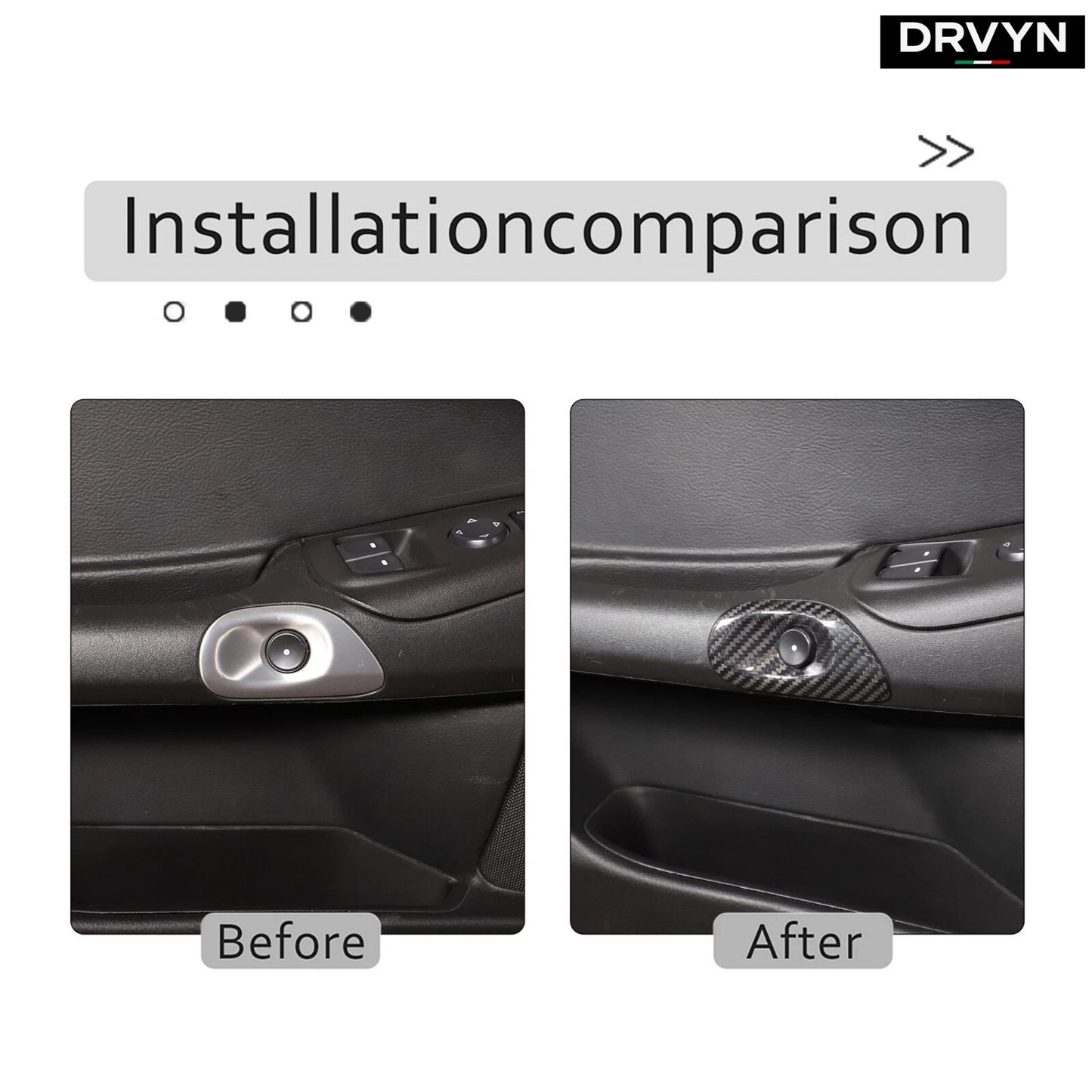 DRVYN Real Carbon Fiber Interior Door Switch Button Trim Cover For Corvette C6 2005-13 - photo 3 - Drvyn