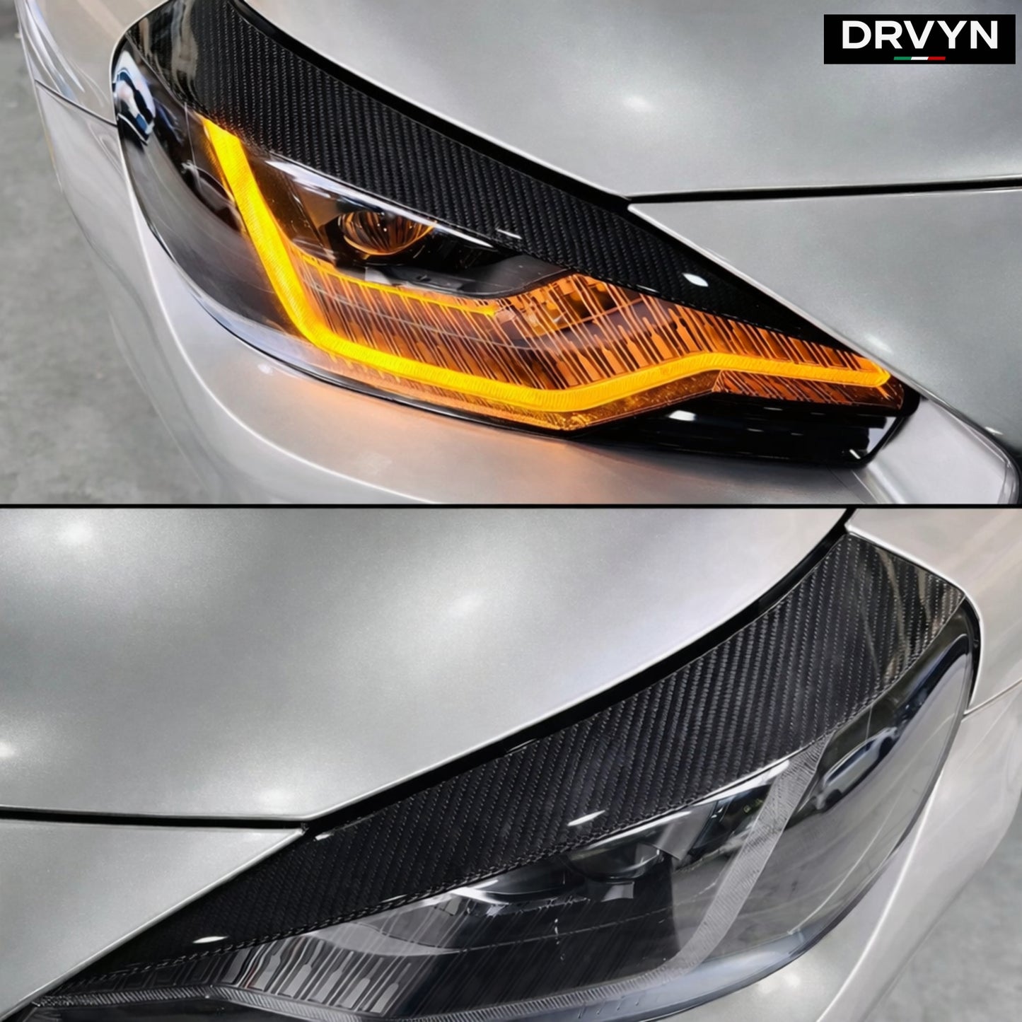 DRVYN 23-26 BMW G87 M2 DRY CARBON FIBER HEADLIGHT EYELID EYEBROW TRIM COVER ACCENT - photo 3 - Drvyn