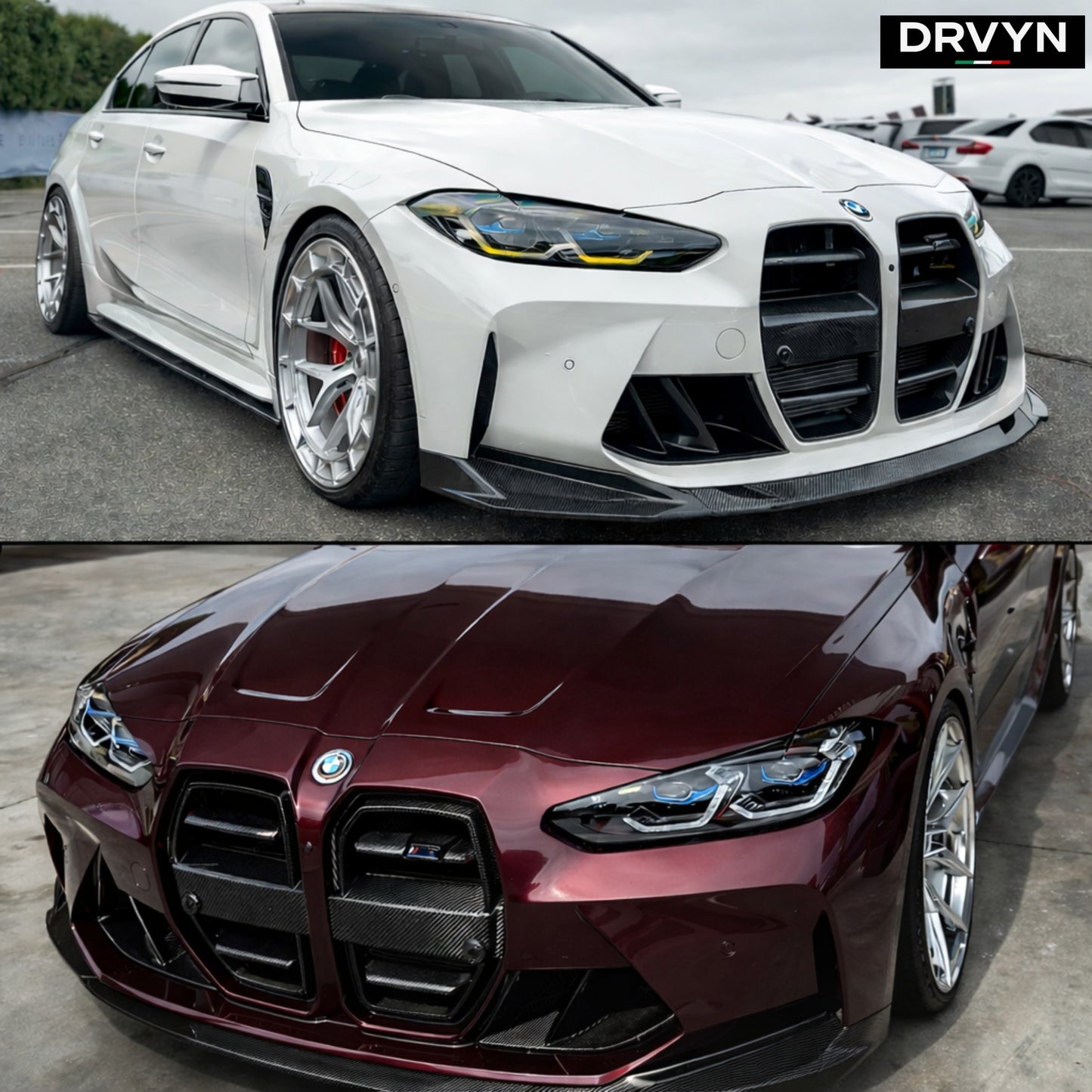 DRVYN 21-26 BMW G80 M3 G82 G83 M4 MHC+ V2 Style Real Carbon Fiber Front Bumper Lip - photo 3 - Drvyn