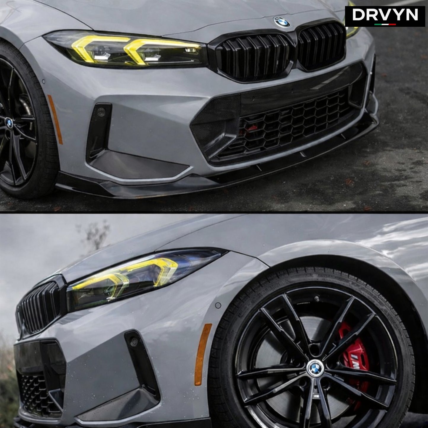 DRVYN 2023-26 BMW M340i 330i M Sport G20 LCI V Style Gloss Black Front Bumper Lip - photo 3 - Drvyn