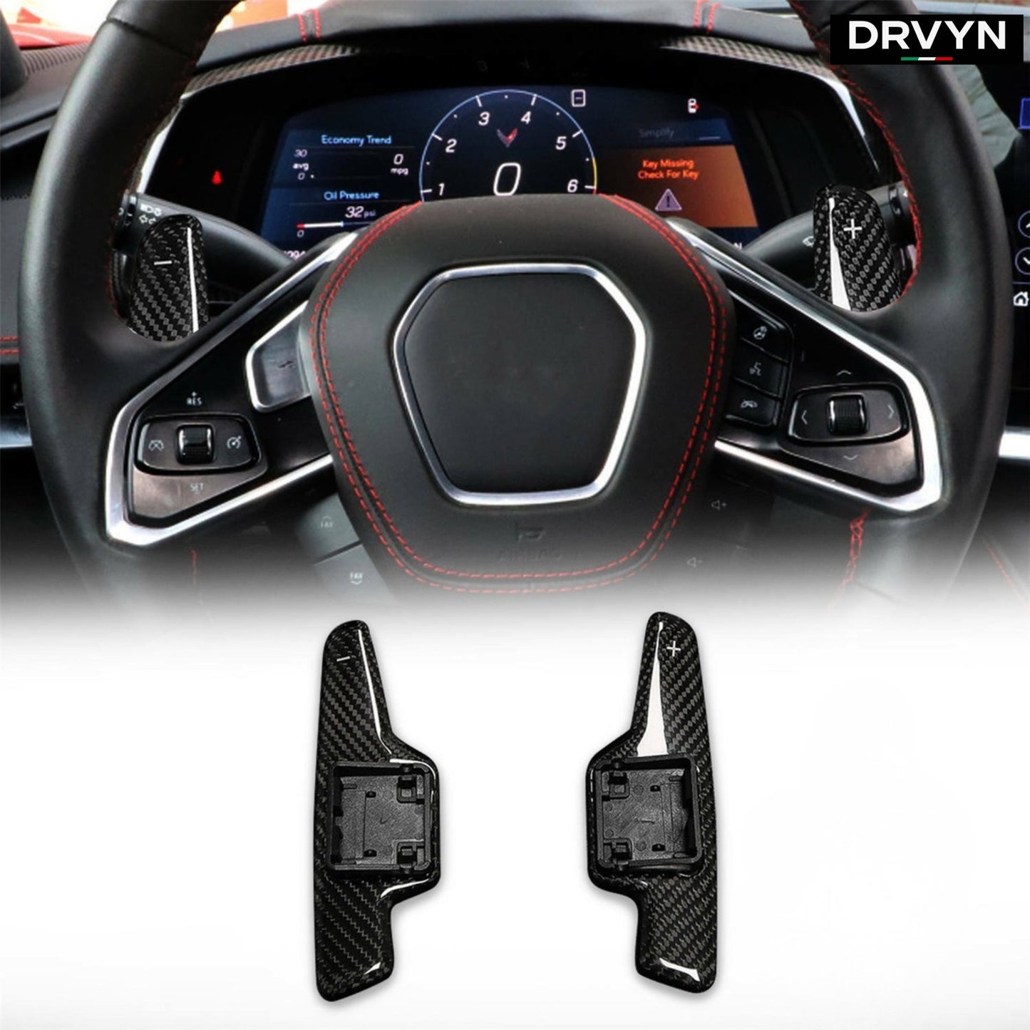 2020-26 Corvette C8 Dry Carbon Fiber Steering Wheel Paddle Shifter Extension - photo 3 - Drvyn