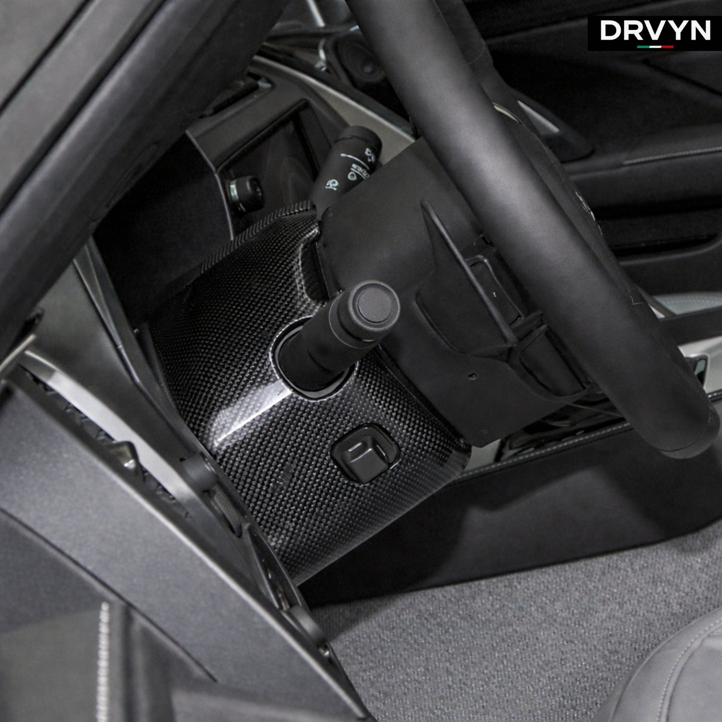 DRVYN Real Carbon Fiber Steering Wheel Base Cover Trim For Corvette C7 2014-2019 US - photo 3 - Drvyn