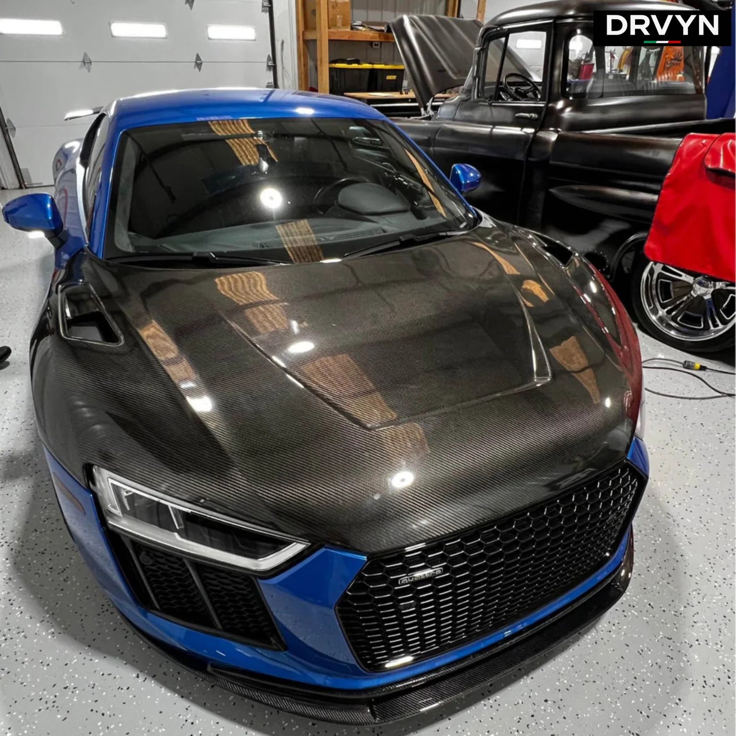 AUDI R8 4S3 CARBON FIBER HOOD BODY KIT AUDI R8 2017 2018 CARBON FIBER FRONT VENTED BONNET HOOD - photo 4 - Drvyn