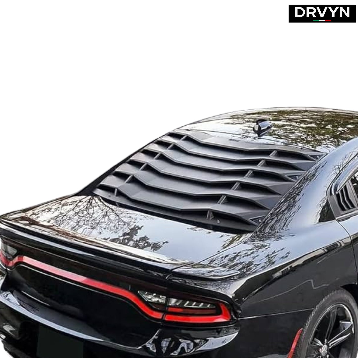 2011-2023 DODGE CHARGER 2PC GLOSS BLACK REAR WINDOW WINDSHIELD LOUVER COVER - photo 2 - Drvyn
