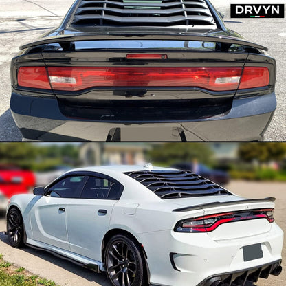 2011-2023 DODGE CHARGER 2PC GLOSS BLACK REAR WINDOW WINDSHIELD LOUVER COVER - photo 3 - Drvyn