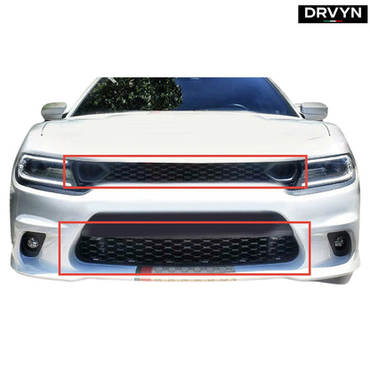 15-23 DODGE CHARGER RT SCAT PACK SRT DUAL SNORKEL FRONT UPPER + LOWER GRILLE (For: Dodge Charger) - photo 3 - Drvyn