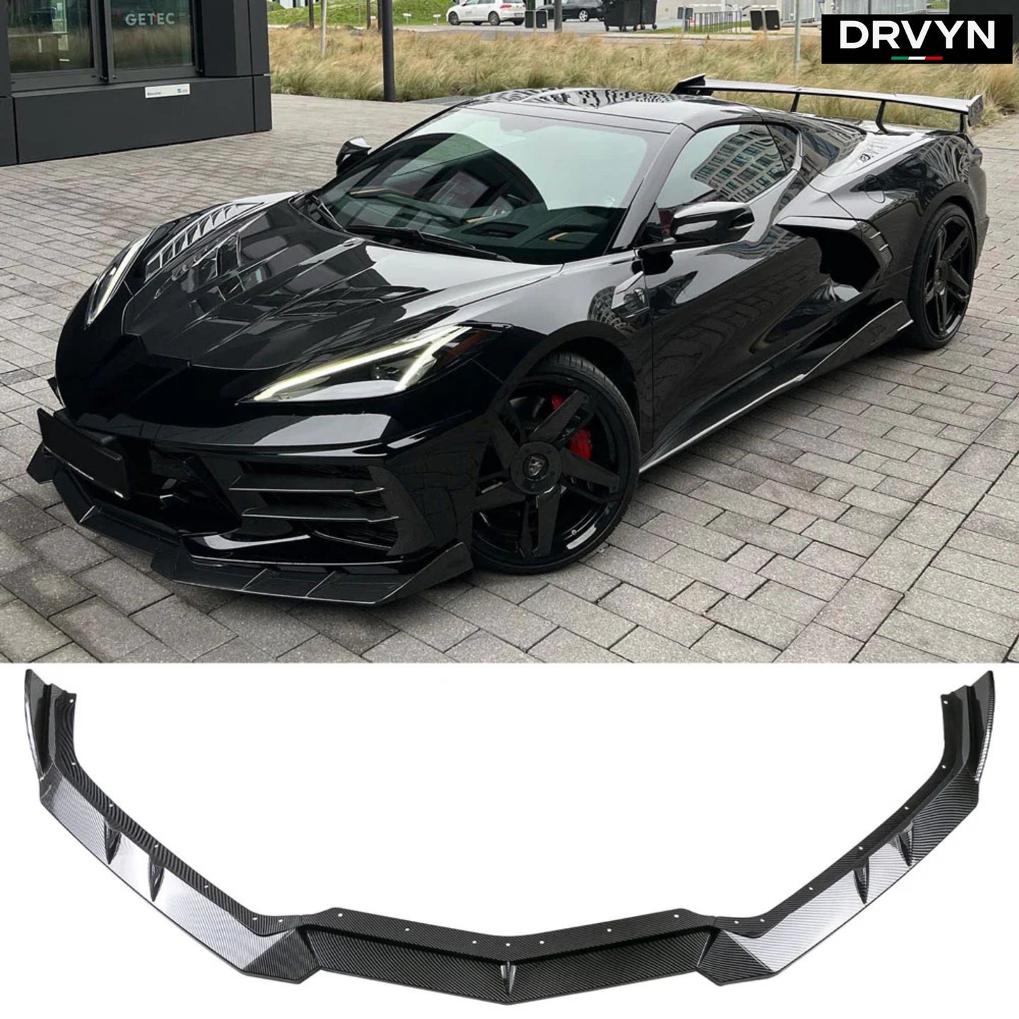 For 20-26 Corvette C8 Z51 Stingray Real Carbon Fiber Front Bumper Lip Splitter - photo 3 - Drvyn