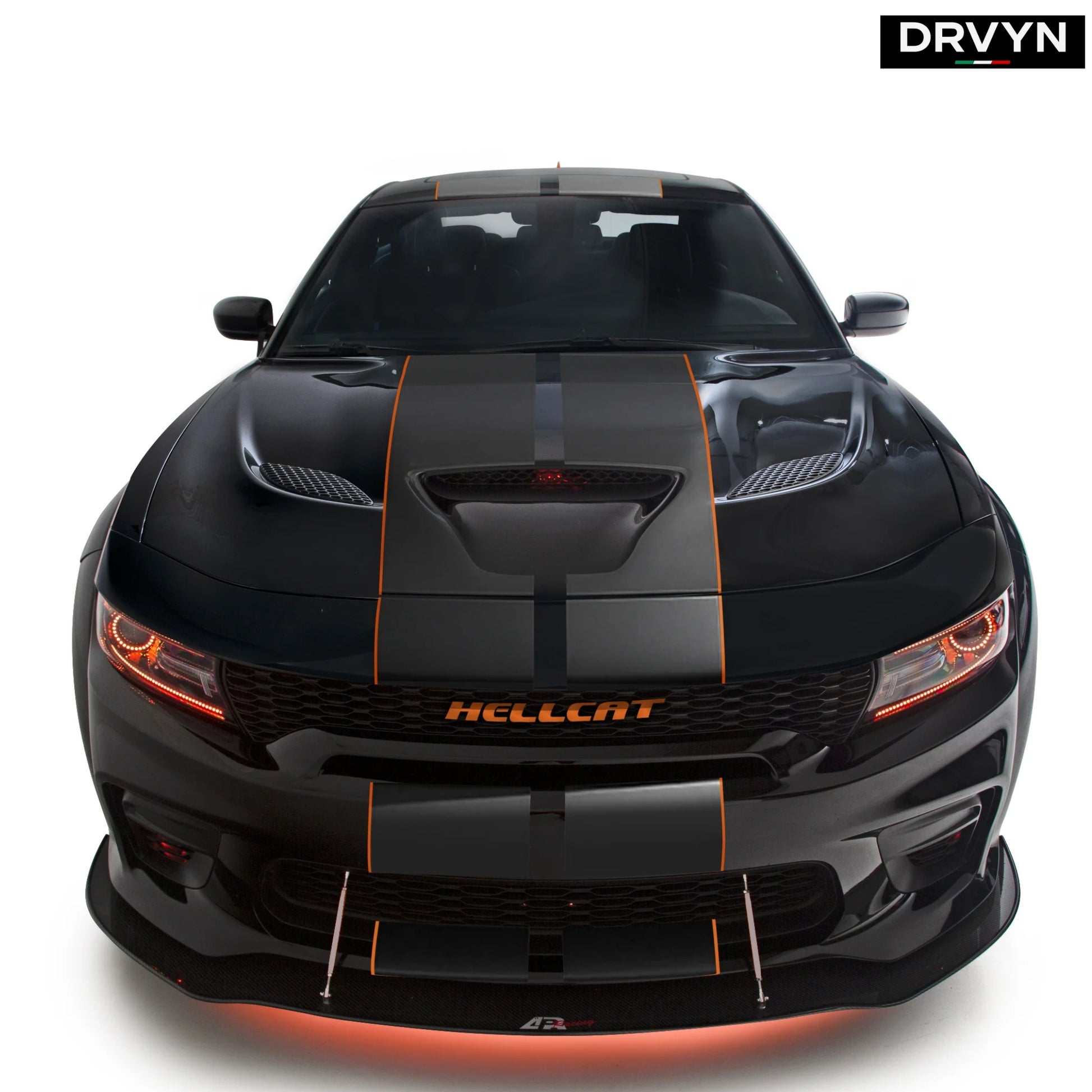 20-23 DODGE CHARGER SRT WIDEBODY H STYLE WINGLET MATTE BLK FRONT BUMPER LIP - photo 3 - Drvyn