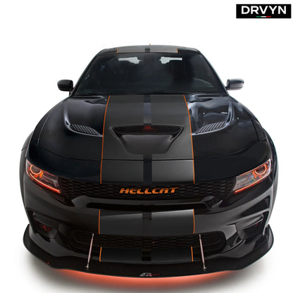 20-23 DODGE CHARGER SRT WIDEBODY H STYLE WINGLET MATTE BLK FRONT BUMPER LIP - photo 3 - Drvyn