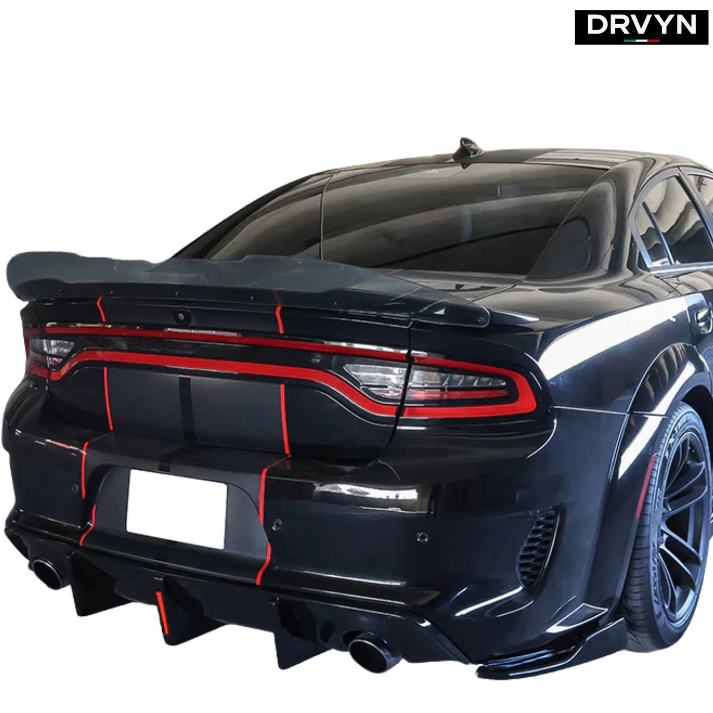 2020-23 DODGE CHARGER SRT SCAT WIDEBODY MATT BLACK LED REAR BUMPER DIFFUSER - photo 3 - Drvyn