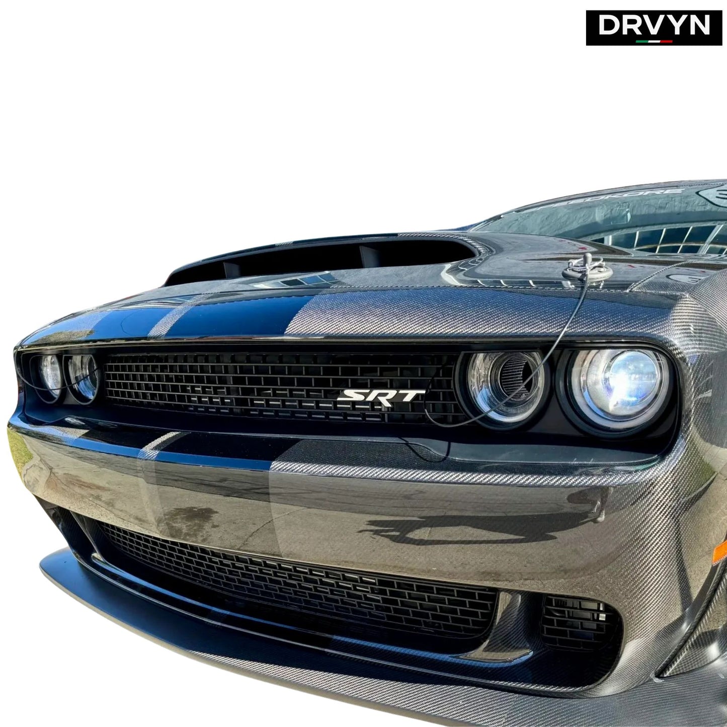 CHALLENGER HELLCAT STYLE CARBON FIBER FRONT BUMPER FOR DODGE CHALLENGER - photo 3 - Drvyn