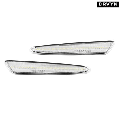 DRVYN Chevy Corvette C6 2005-2013 Clear Lens LED Front & Rear Side Marker Lights for Nissan Infiniti - Drvyn
