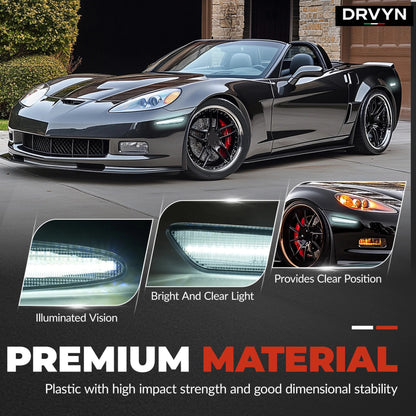 DRVYN Chevy Corvette C6 2005-2013 Clear Lens LED Front & Rear Side Marker Lights - photo 3 - Drvyn