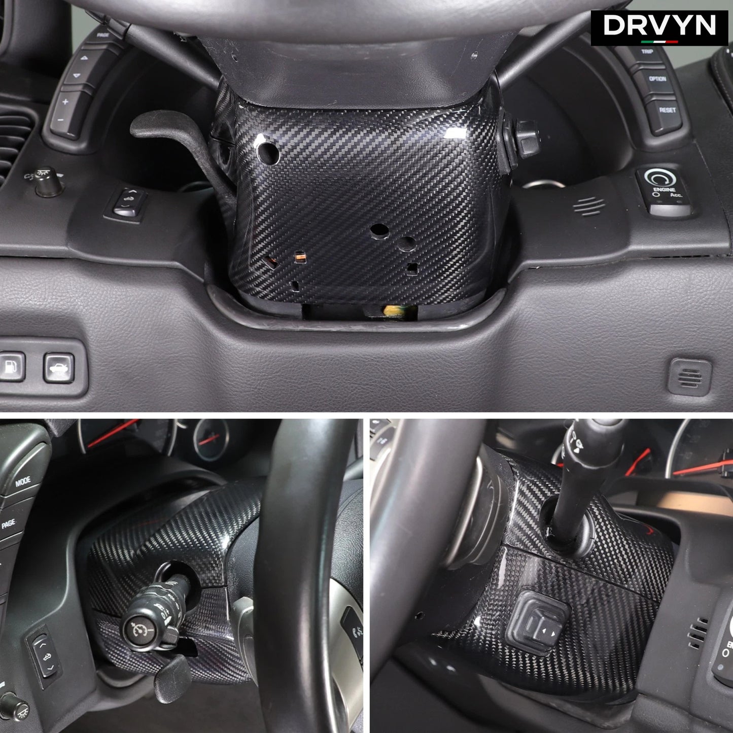 DRVYN Real Dry Carbon Fiber Steering Wheel Base Lower Trim For Corvette C6 2005-2013 - photo 3 - Drvyn
