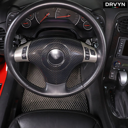DRVYN Real Dry Carbon fiber Center Steering wheel trim cover For Corvette C6 05-13 US - photo 3 - Drvyn