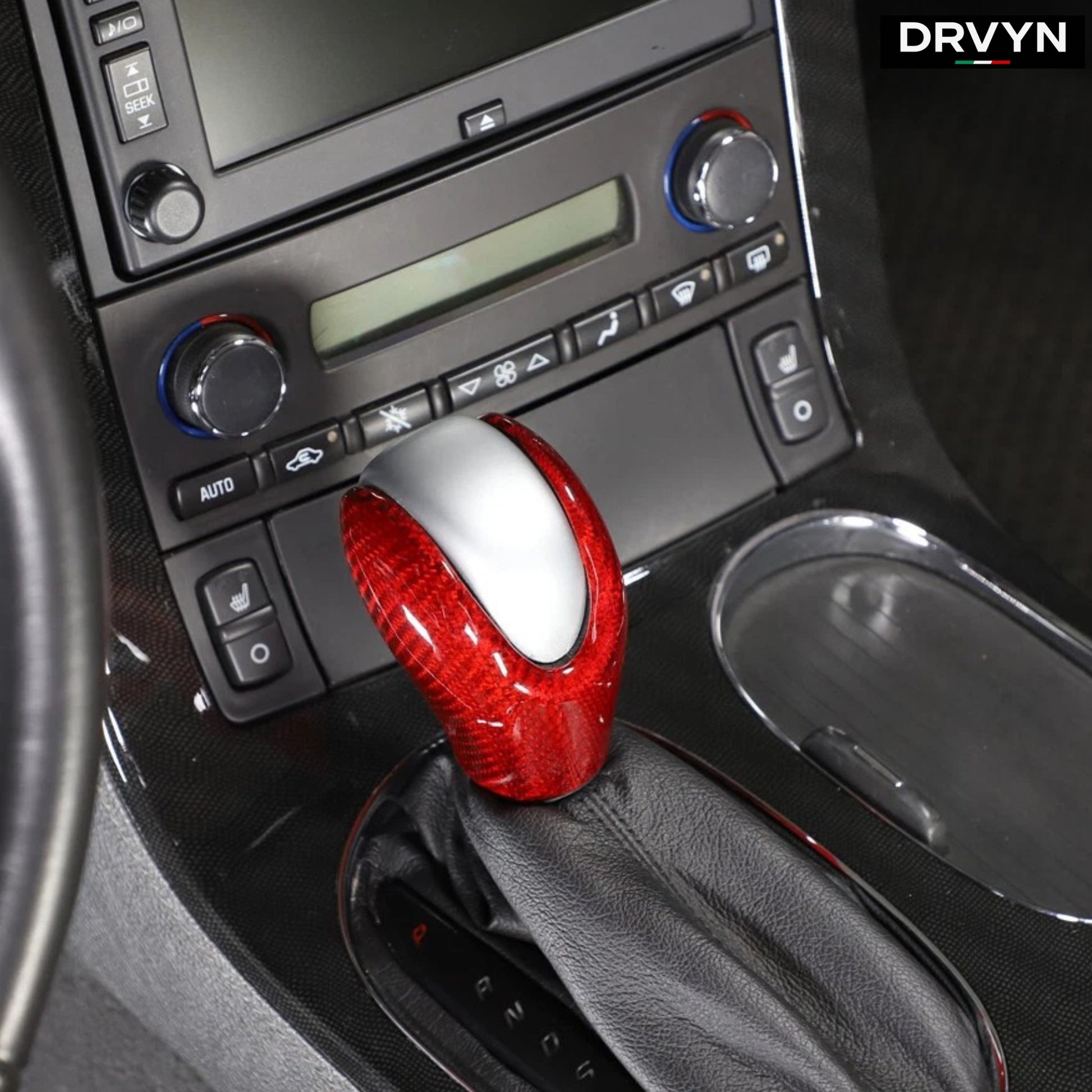 DRVYN Red Real Carbon Fiber Center Gear Shift Knob Trim Cover For Corvette C6 2005-13 - photo 3 - Drvyn