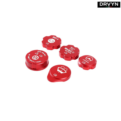 DRVYN 5PCS Red Alloy Engine Cabin Fluid Switch Trim Cover For Corvette C6 2005-2013 US for Nissan Infiniti - Drvyn