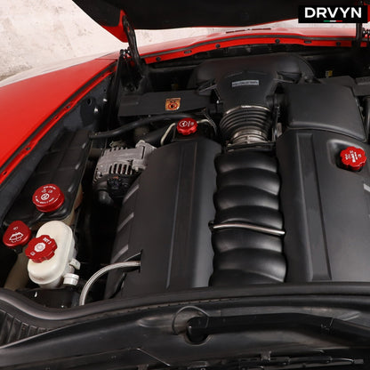 DRVYN 5PCS Red Alloy Engine Cabin Fluid Switch Trim Cover For Corvette C6 2005-2013 US - photo 3 - Drvyn