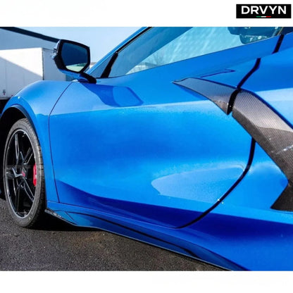 For 2020-25 Corvette C8 Real Carbon Fiber Z06 Style Side Skirt Rocker Extension - photo 3 - Drvyn