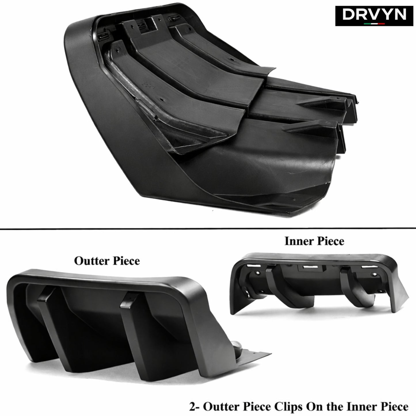DRVYN 2014–2019 Corvette C7 Z06 STG 3 Big Fin Matte Black Rear Bumper Diffuser Kit - photo 2 - Drvyn
