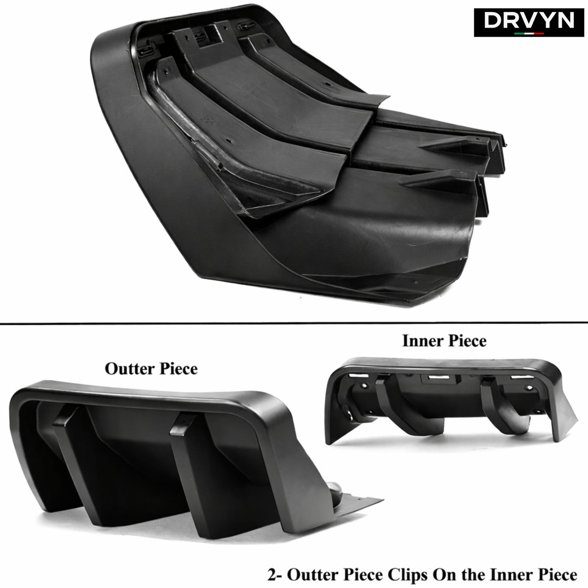 DRVYN 2014–2019 Corvette C7 Z06 STG 3 Big Fin Matte Black Rear Bumper Diffuser Kit - photo 2 - Drvyn