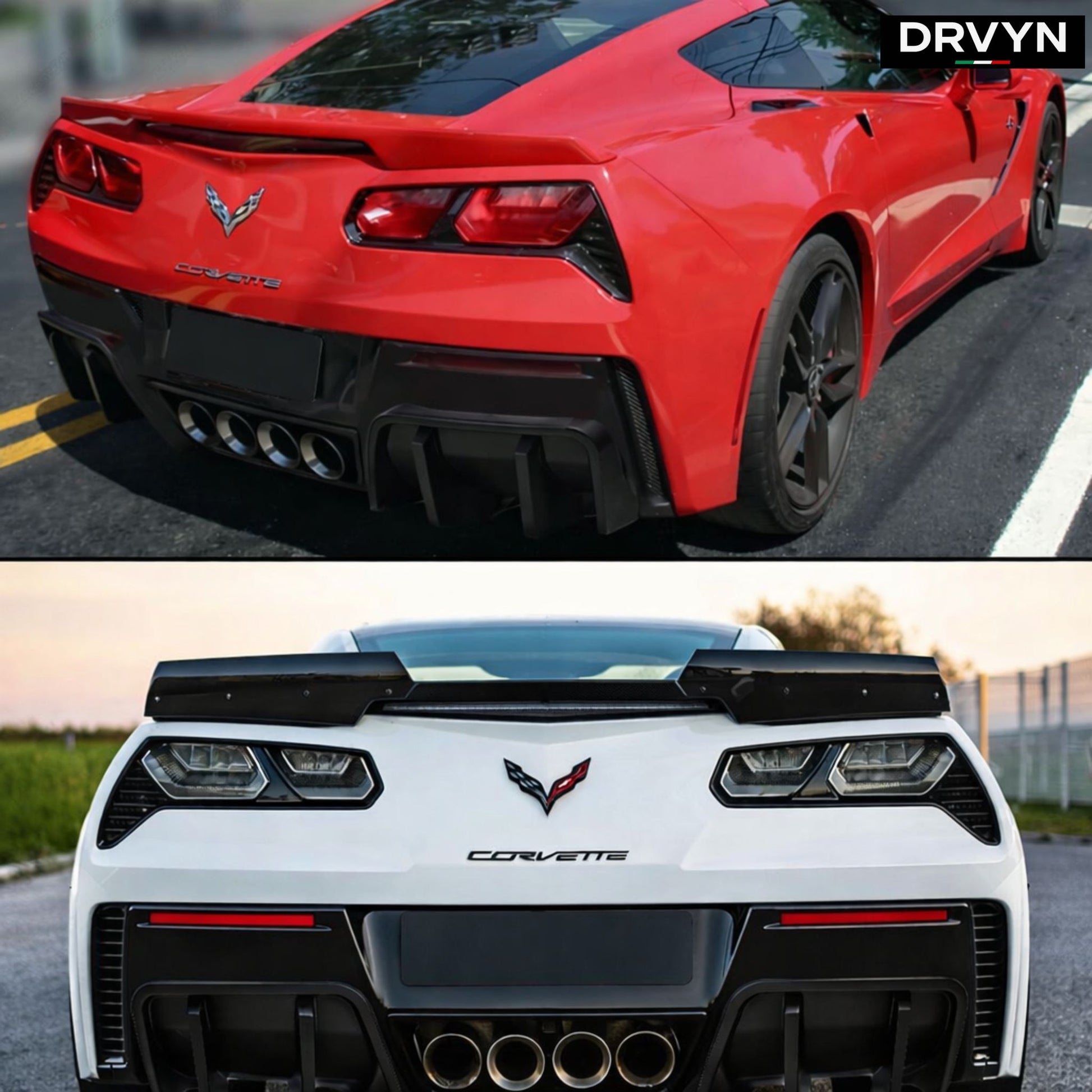 DRVYN 2014–2019 Corvette C7 Z06 STG 3 Big Fin Matte Black Rear Bumper Diffuser Kit - photo 3 - Drvyn