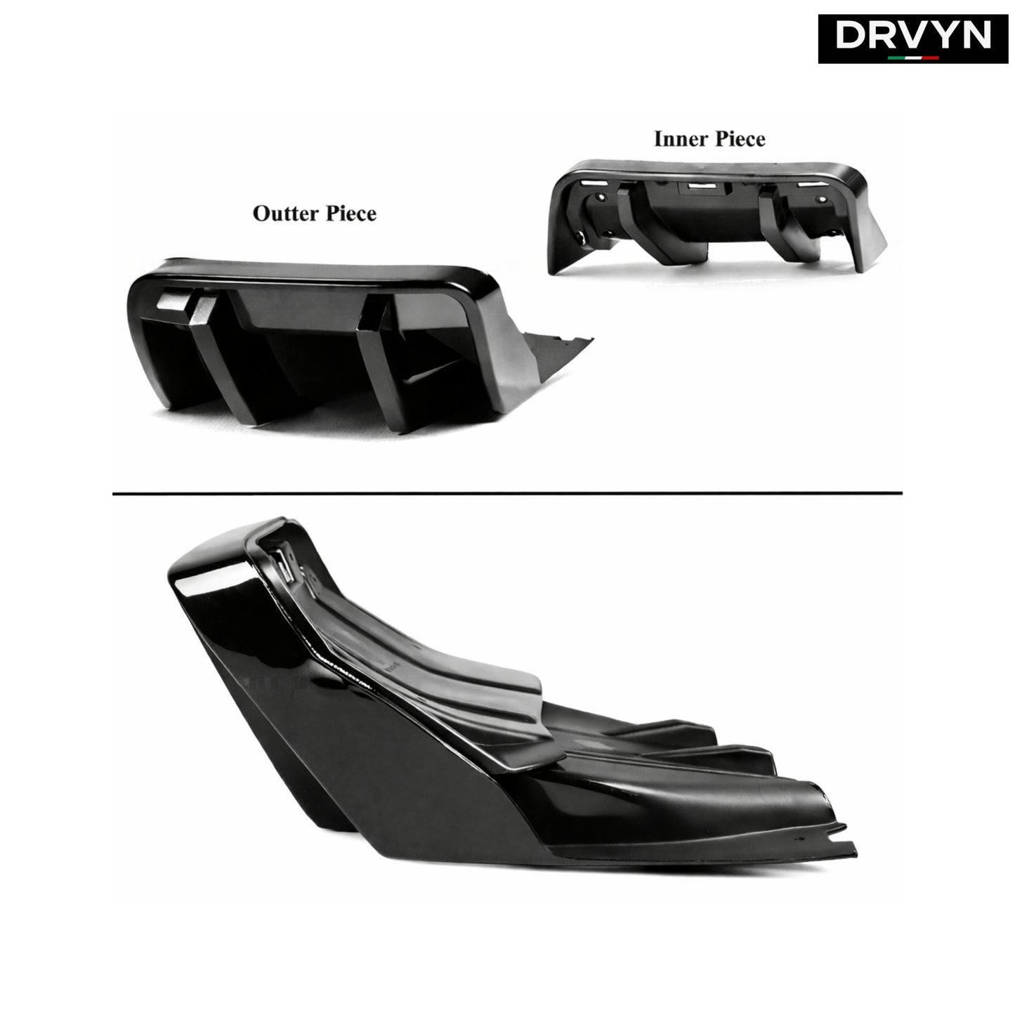DRVYN 2014-2019 Corvette C7 Z06 STG 3 Big Fin Gloss Black Rear Bumper Diffuser Kit - photo 2 - Drvyn