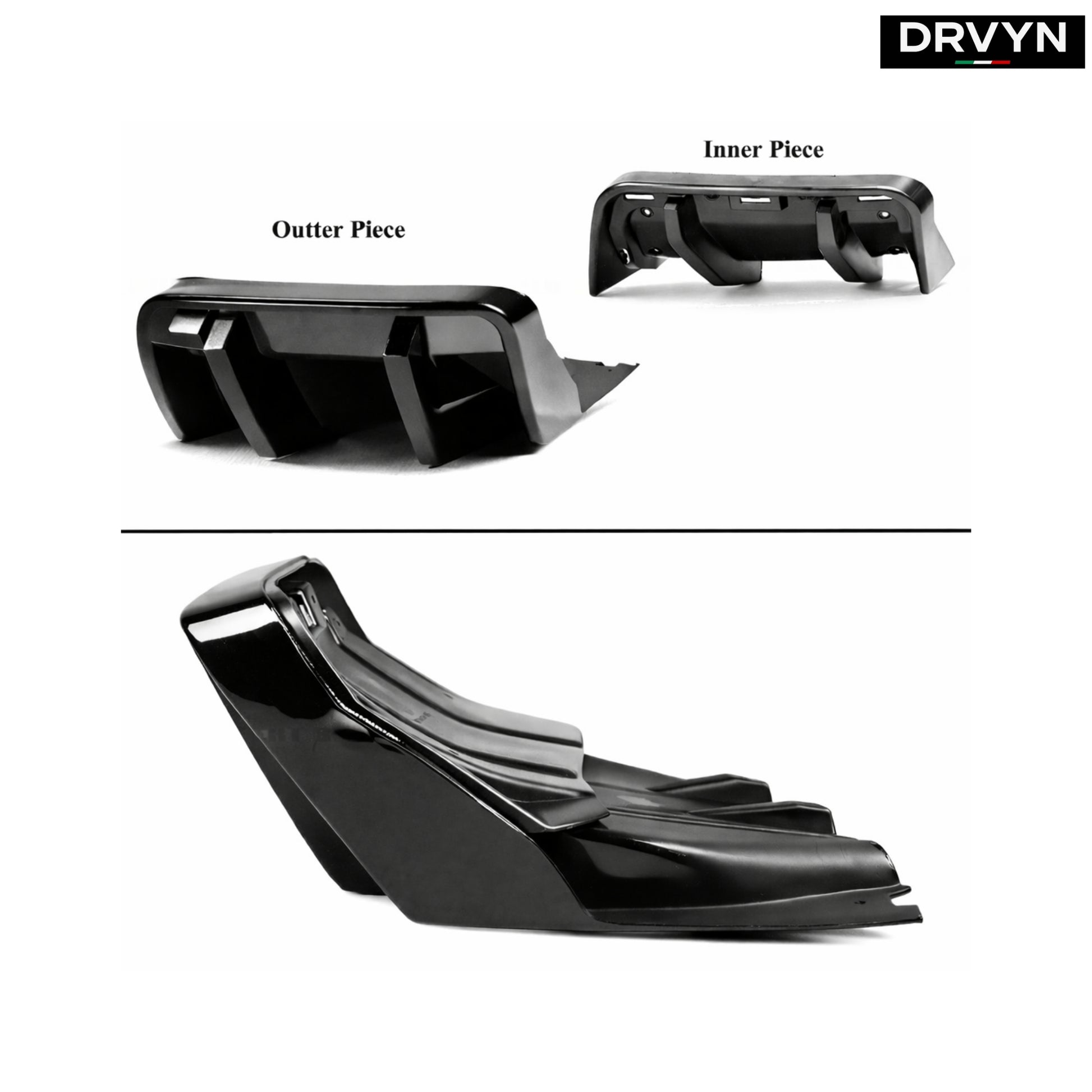 DRVYN 2014-2019 Corvette C7 Z06 STG 3 Big Fin Gloss Black Rear Bumper Diffuser Kit - photo 2 - Drvyn