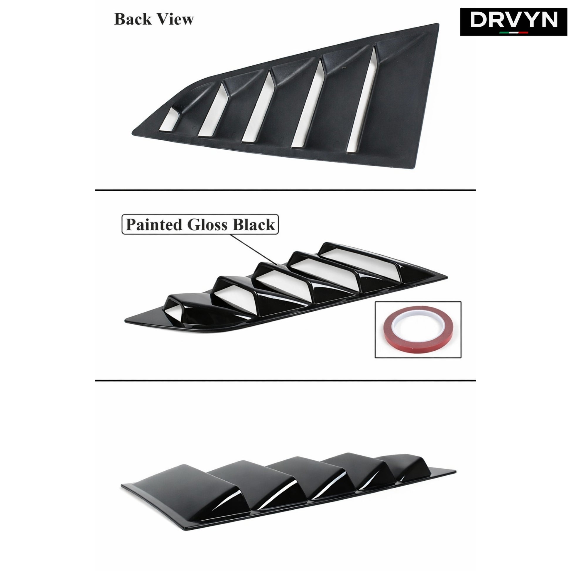 DRVYN 2014-2019 Corvette C7 Glossy Black Side Vent Window 1/4 Quarter Scoop Louver - photo 2 - Drvyn