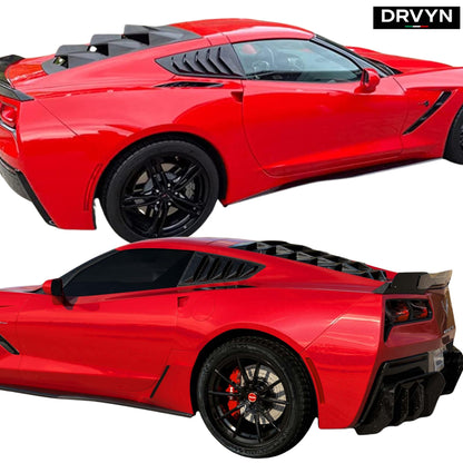 DRVYN 2014-2019 Corvette C7 Glossy Black Side Vent Window 1/4 Quarter Scoop Louver - photo 3 - Drvyn