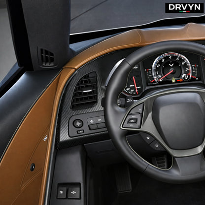 DRVYN Real Carbon Fiber Side Air Vent Headlight Button Trim For Corvette C7 2014-2019 - photo 3 - Drvyn