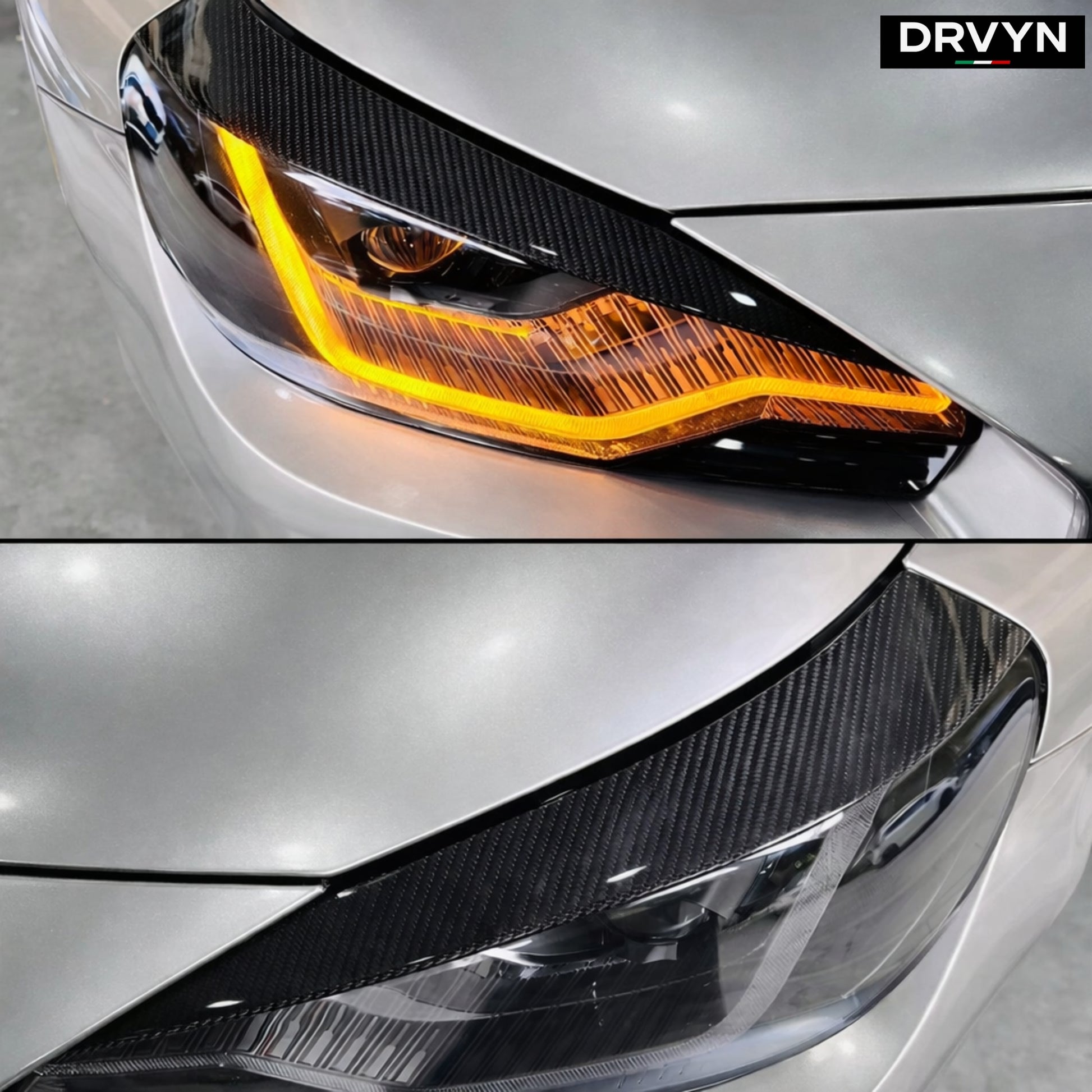 DRVYN 23-26 BMW G87 M2 DRY CARBON FIBER HEADLIGHT EYELID EYEBROW TRIM COVER ACCENT - photo 3 - Drvyn