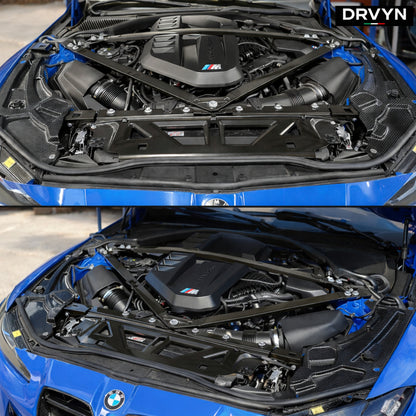 DRVYN 21-26 BMW G8X M2 M3 M4 Dry Carbon Fiber 2pc Engine Bay Trim Panel Cover Set - photo 4 - Drvyn
