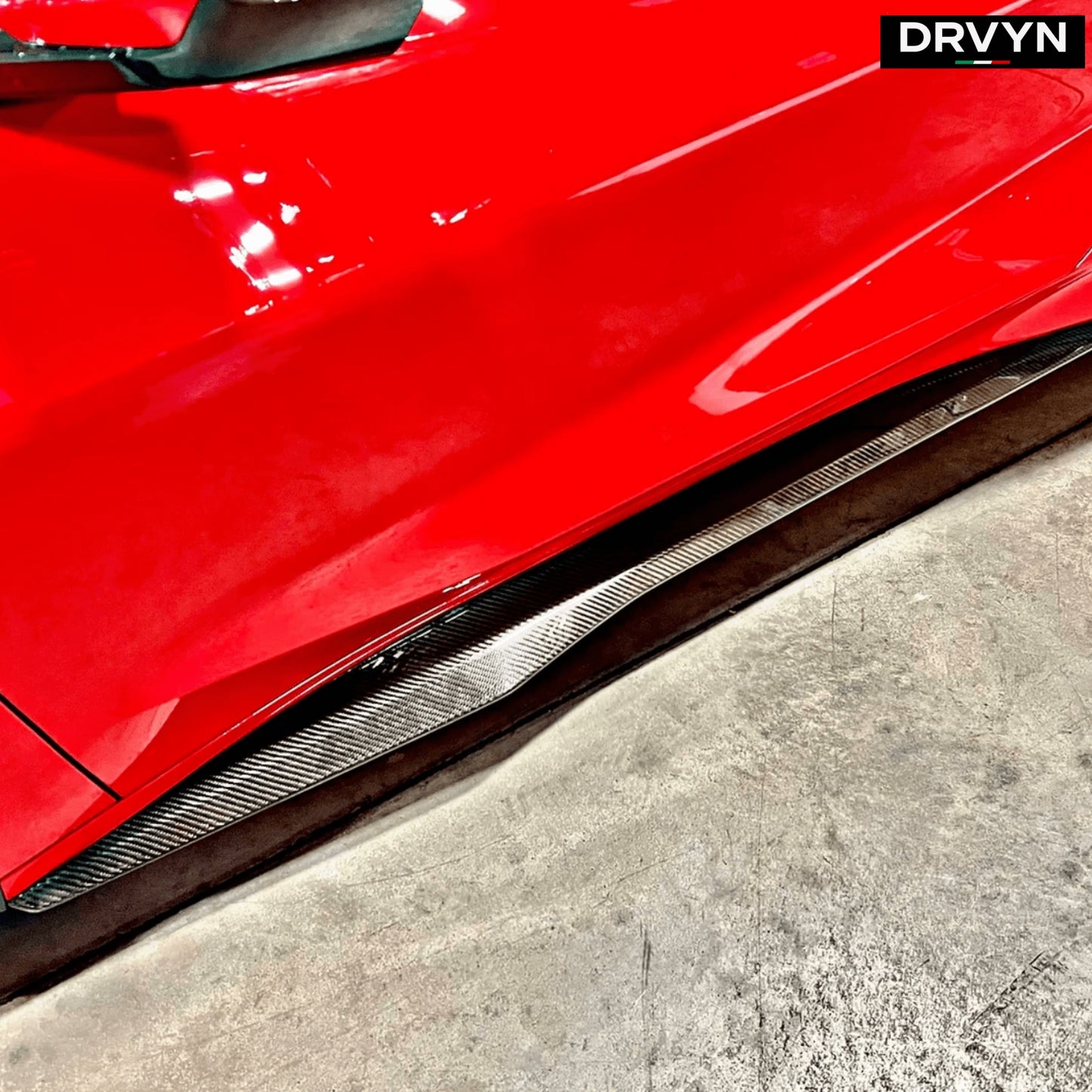 23-25 Corvette C8 Z06 Carbon Fiber Z07 Style Replacement Side Skirt Splitter - photo 3 - Drvyn