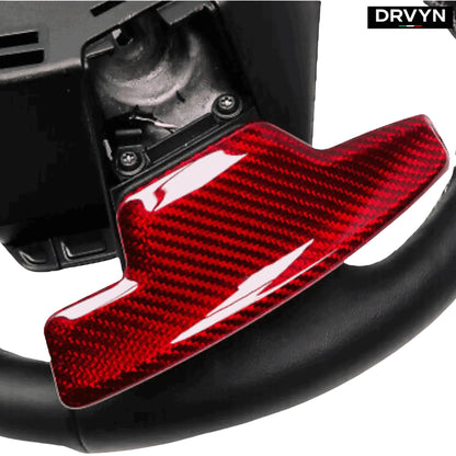 2020-26 Corvette C8 Red Carbon Fiber Steering Wheel Paddle Shifter Extension - photo 2 - Drvyn