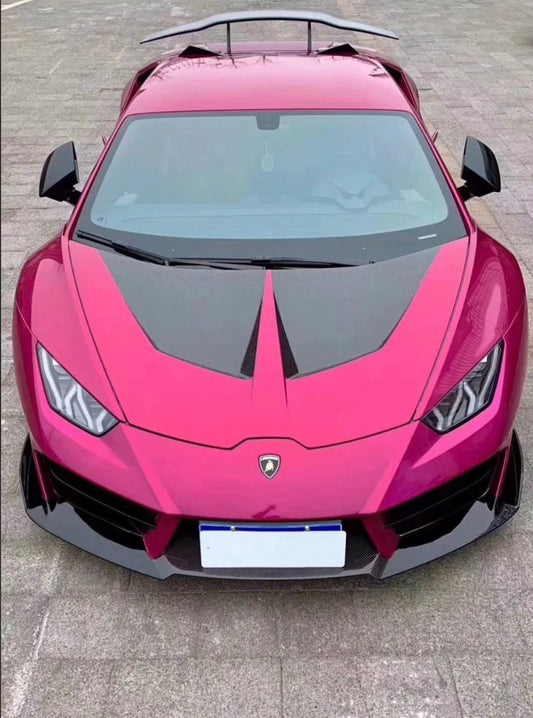 2016–2019 Lamborghini Huracán LP580 / LP610 – Full Carbon Fiber V-Style Vented Cooling Hood for Nissan Infiniti - Drvyn