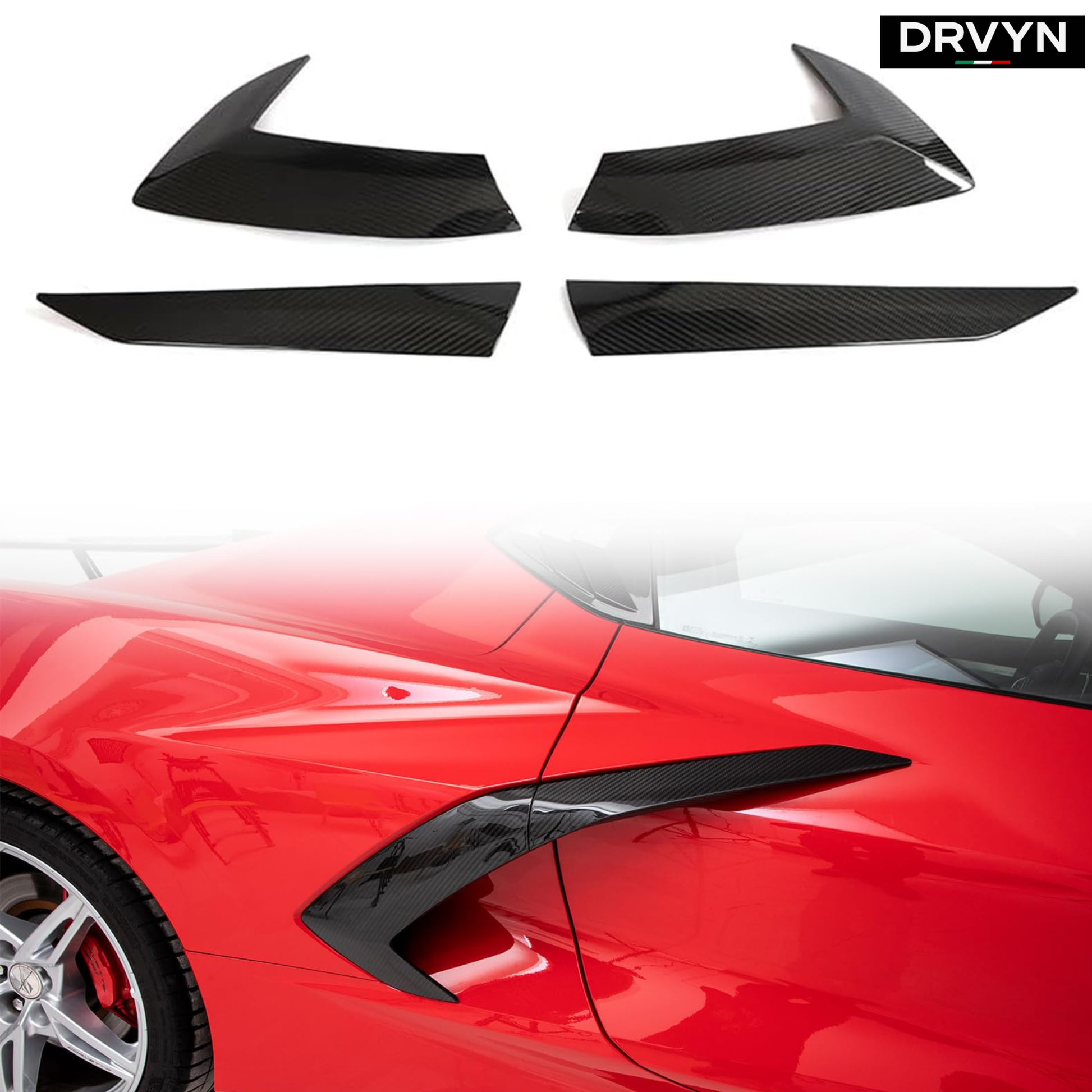 FOR 20-24 CORVETTE C8 Z51 REAL CARBON FIBER BODY SIDE VENT DOOR GARNISH TRIM KIT: - photo 3 - Drvyn