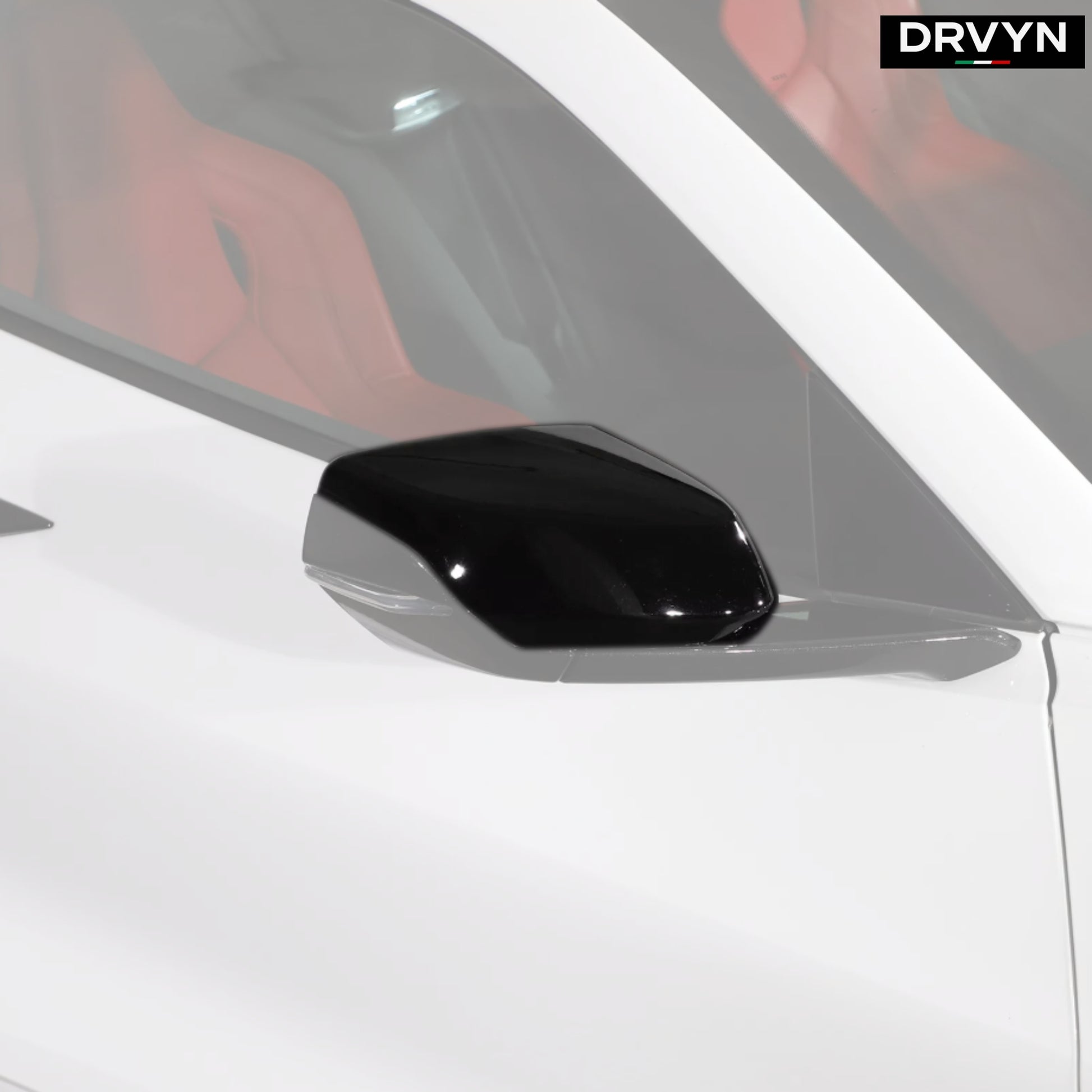 2020-25 CORVETTE C8 M STYLE GLOSS BLACK ADD ON SIDE MIRROR COVER CAP OVERLAY - photo 2 - Drvyn