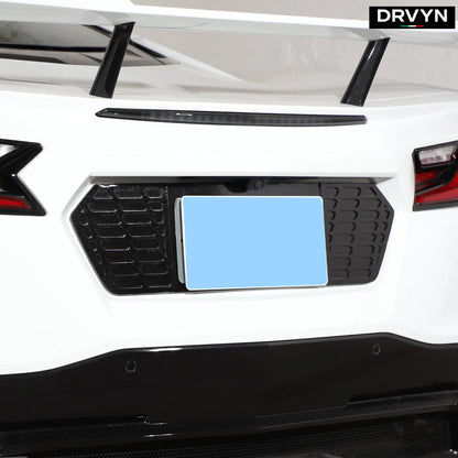2020-26 Corvette C8 Z51 Z06 Matt Black Rear License Plate Frame Holder Panel - photo 3 - Drvyn