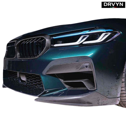 2021-23 BMW F90 M5 LCI DRY CARBON FIBER FRONT AIR DUCT TRIM + GRILLE OUTLINE - photo 3 - Drvyn