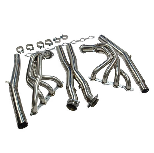 DRVYN Stainless Steel Headers with Crossover X-Pipe & Exhaust Extension Pipes for Corvette C6 Z06 (2005) for Nissan Infiniti - Drvyn