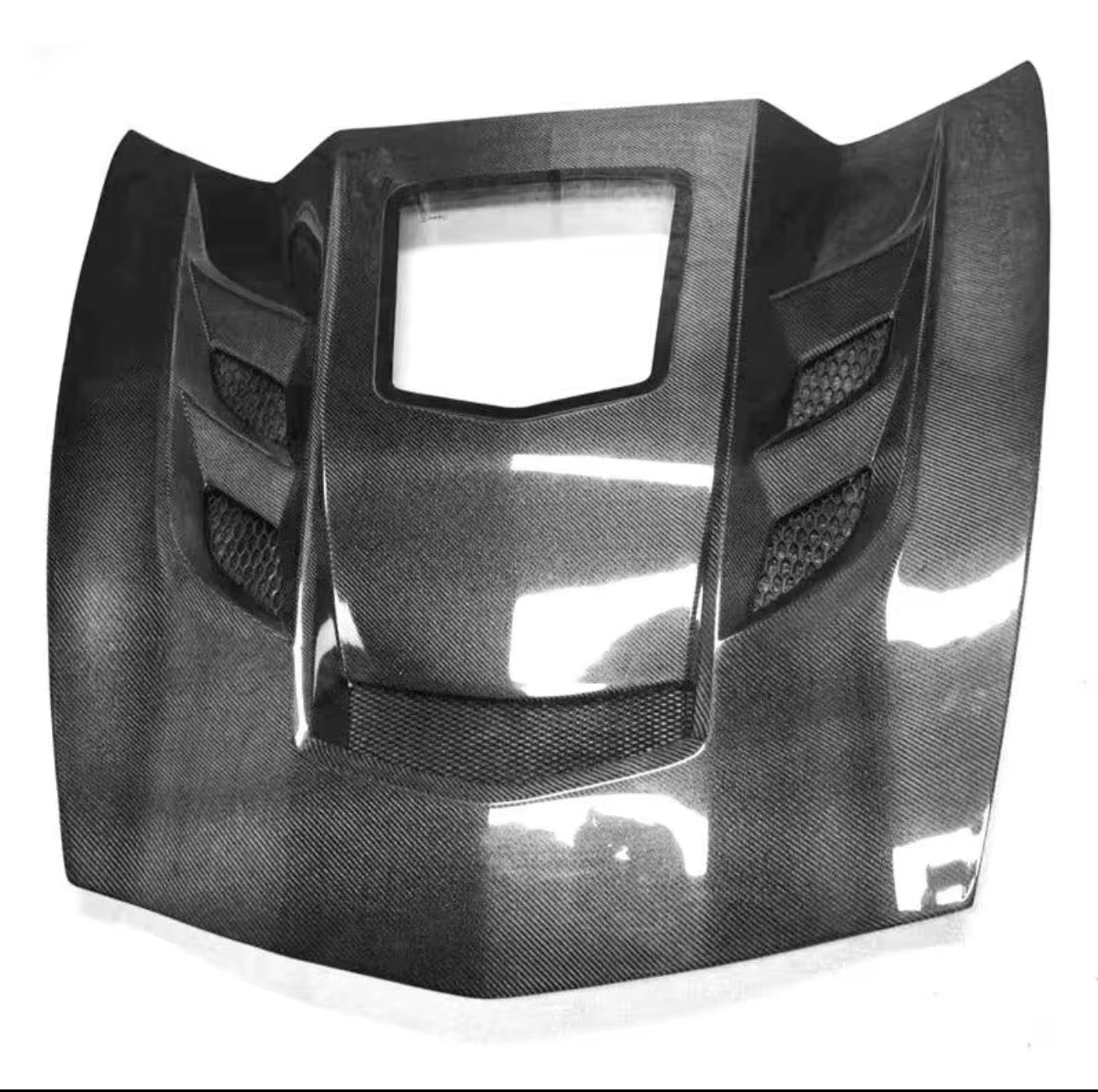 2014–2019 Corvette C7 Full Carbon Fiber Vented Hood – Tempered Glass Window Design for Nissan Infiniti - Drvyn