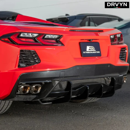 For 2020-26 Corvette C8 Z51 STG 3 Add-On Real Carbon Fiber Rear Bumper Diffuser: - photo 4 - Drvyn