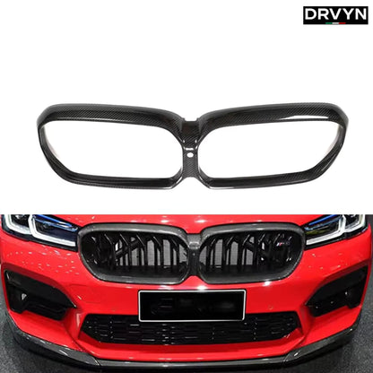 2021-23 DRVYN BMW F90 M5 REAL CARBON FIBER GRILL GRILLE GARNISH INSERT TRIM COVER - photo 2 - Drvyn