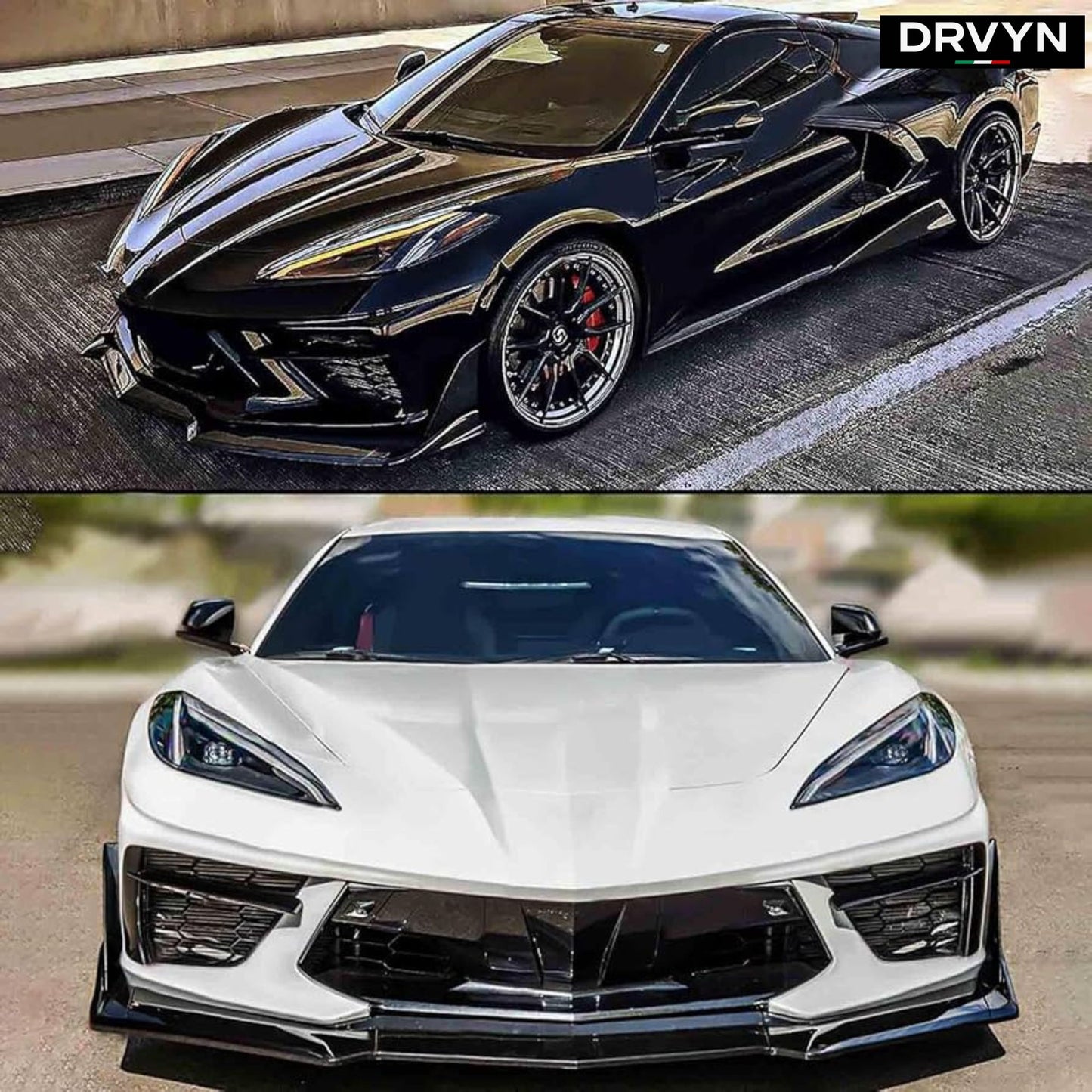 For 2020-25 Corvette C8 Z51 STG 3 Winglet Gloss Black Front Bumper Lip Splitter - photo 3 - Drvyn