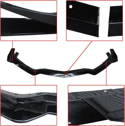 DRVYN 20-25 Corvette C8 Z51 Z07 Canard Style Gloss Black Front Bumper Lip Splitter - photo 8 - Drvyn